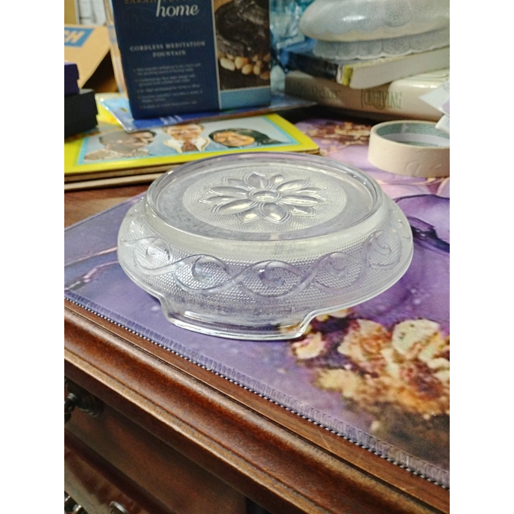 Large Clear Glass Pedestal Base For Jeanette‎ Glass Co. "Sunflower Pattern" Bowl
